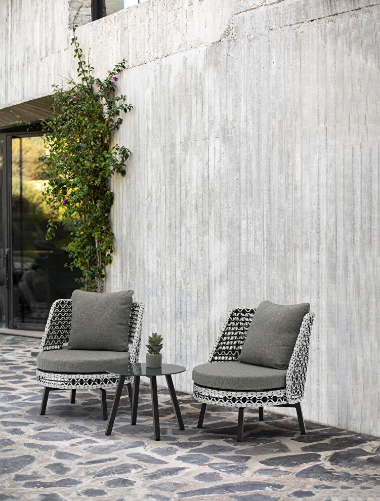 Black, white & gray wicker 3-piece outdoor collection by Whiteline 