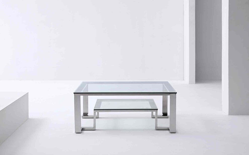 Fab coffee table, square clear glass by Whiteline 