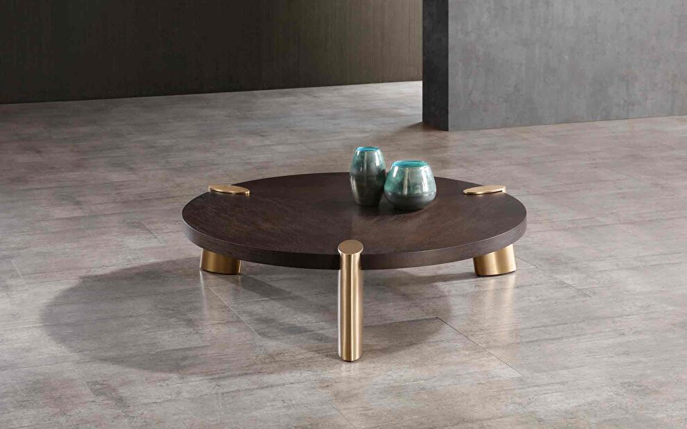 Mimeo round coffee table, wengee veneer top by Whiteline 