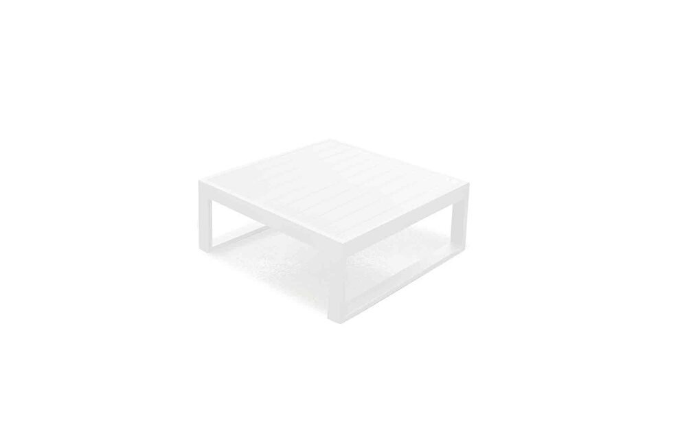 Caden indoor/outdoor coffee table, white aluminum slats top by Whiteline 