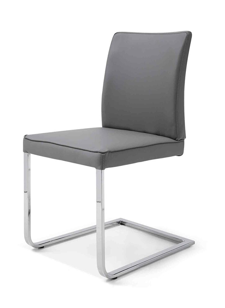 Ivy dining chair gray faux leather chrome frame by Whiteline 