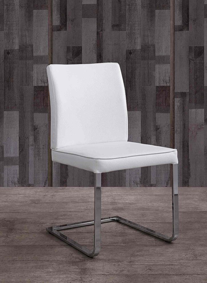 Ivy dining chair white faux leather chrome frame by Whiteline 