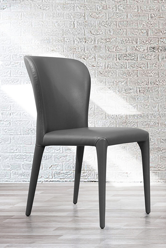 Hazel dining chair gray faux leather by Whiteline 