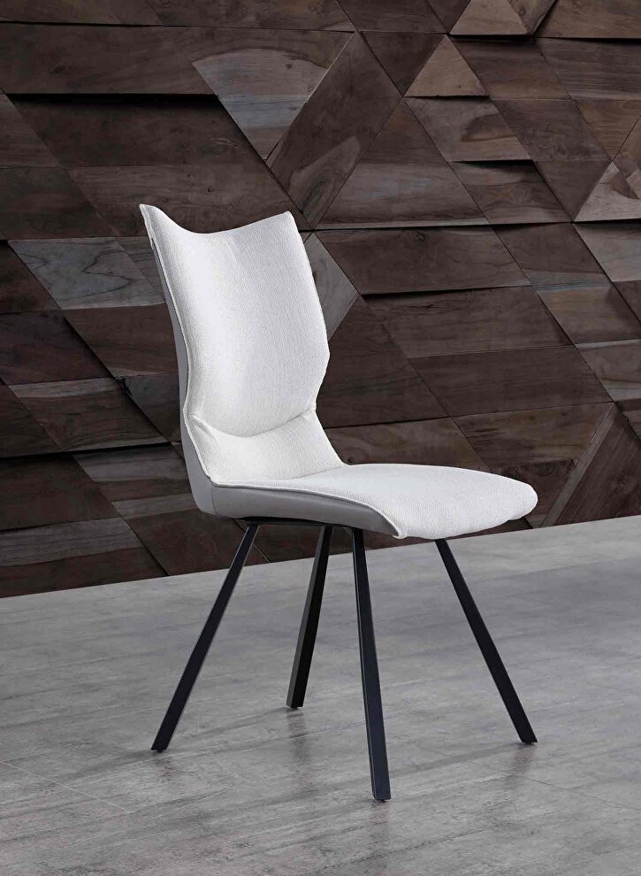 Silvia dining chair, white fabric and gray faux leather by Whiteline 