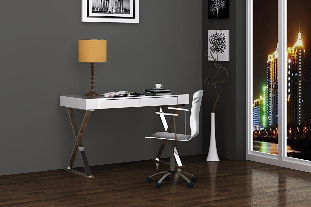 Elm desk large, high gloss white by Whiteline 