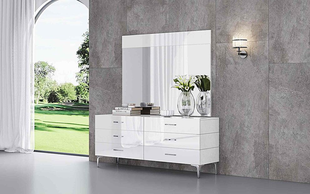 Diva dresser double high gloss white by Whiteline 