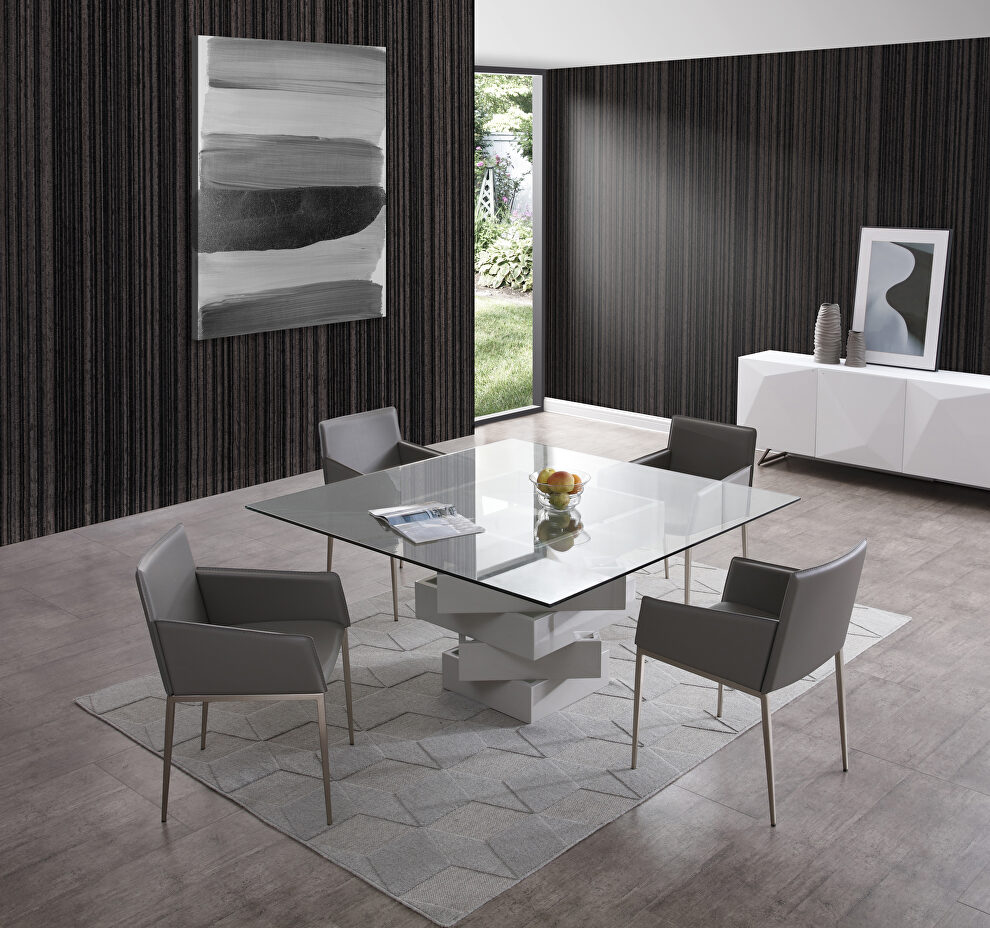 Dining table, high gloss gray lacquer by Whiteline 