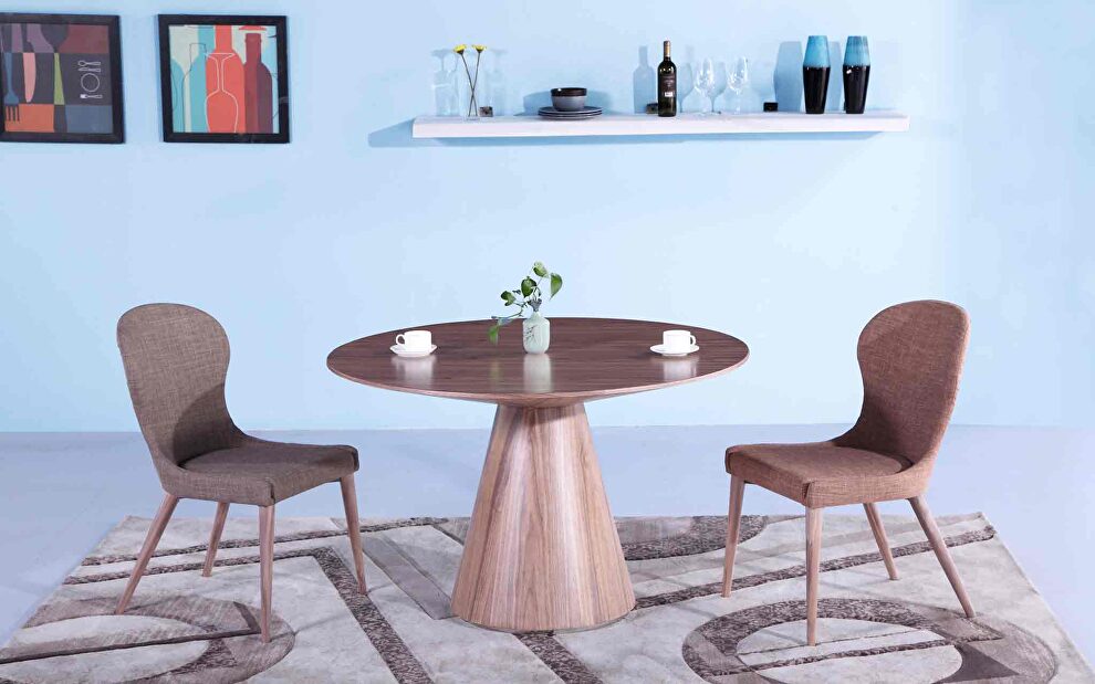 Round dining table, walnut veneer top and base by Whiteline 