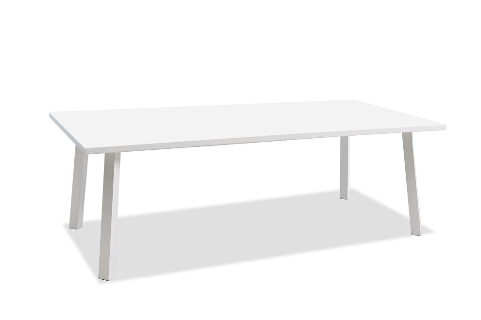 Indoor/outdoor aluminum dining table matte white by Whiteline 