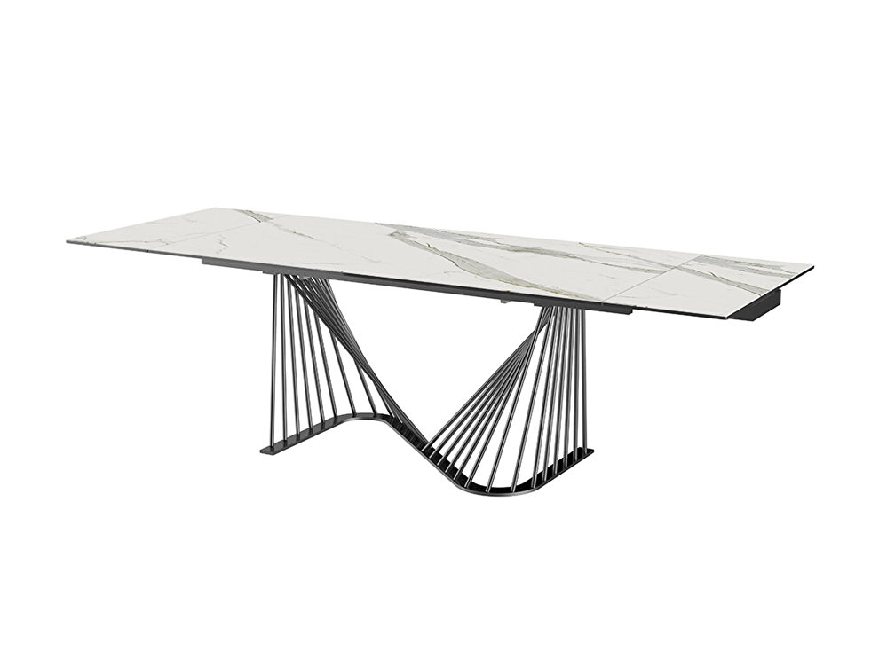 Extendable dining table, white ceramic top by Whiteline 