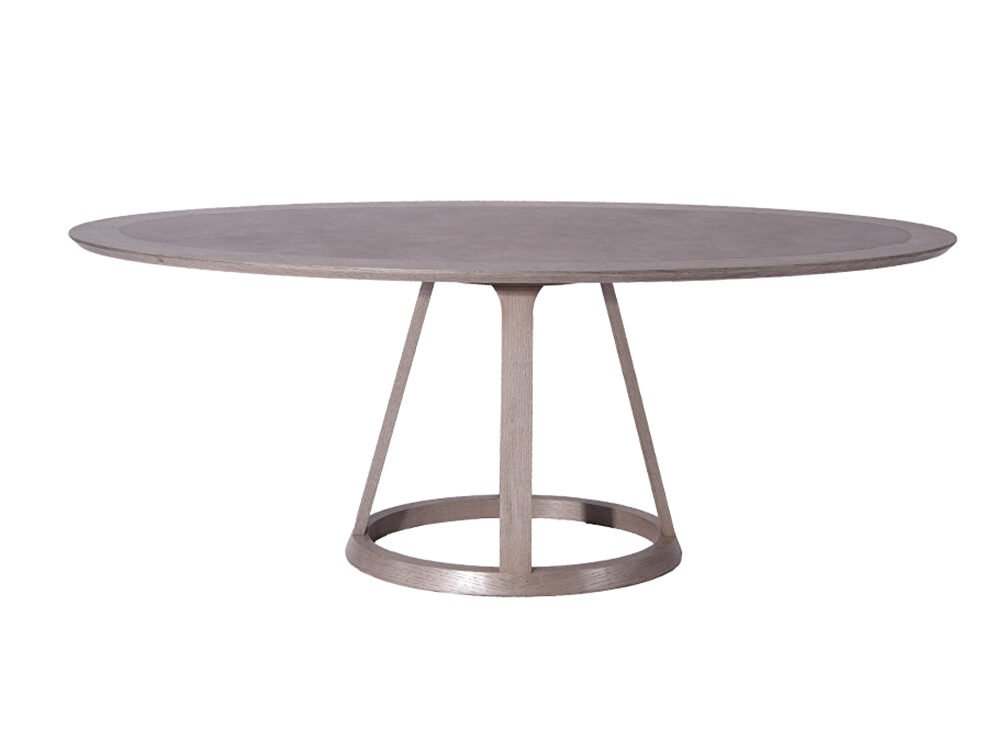 Oval dining table, gray ceramic and gray oak veneer top by Whiteline 