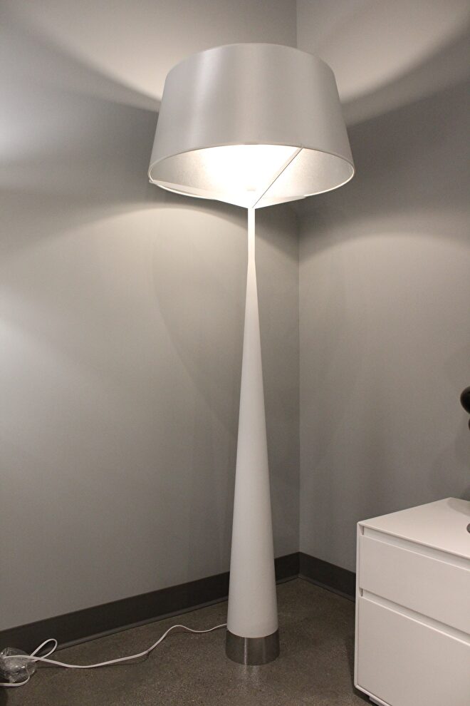 Floor lamp carbon steel and white fabric shade by Whiteline 