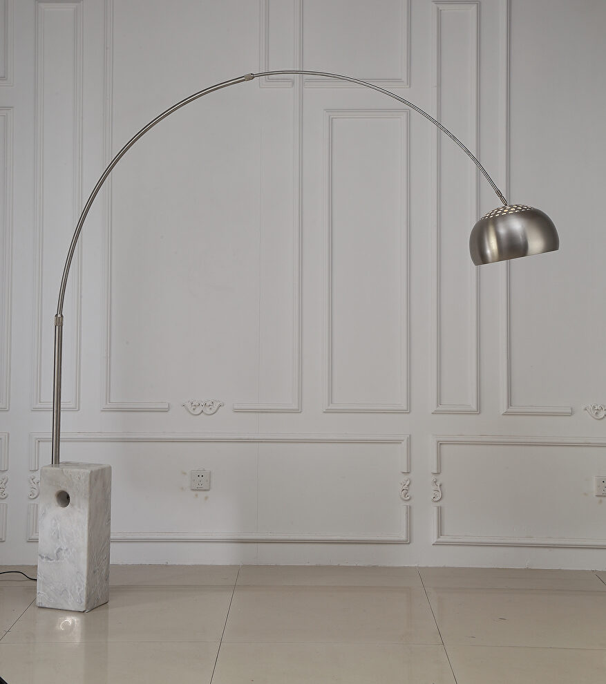 Floor lamp aluminum and white marble base by Whiteline 