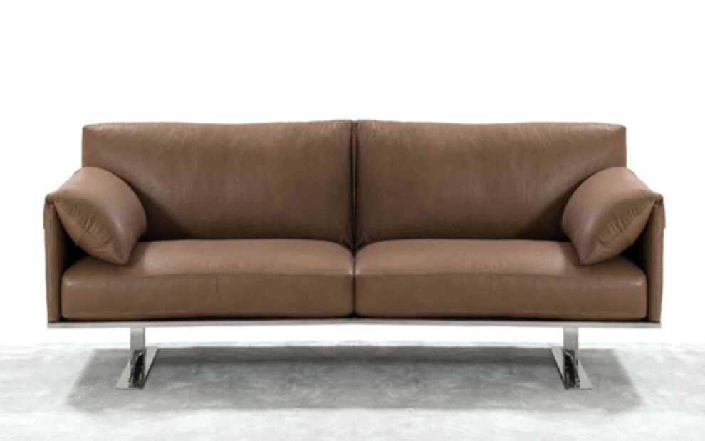 Love seat, taupe top grain leather by Whiteline 