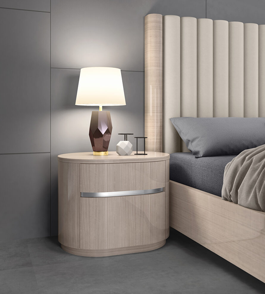 High gloss beige angley finish nightstand by Whiteline 