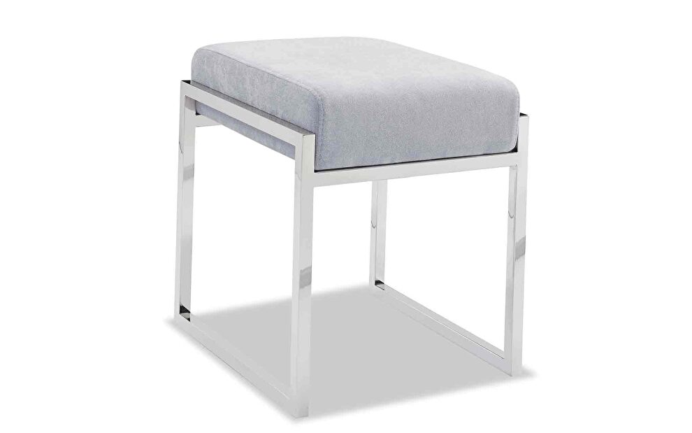 Ottoman light gray fabric stainless steel base by Whiteline 