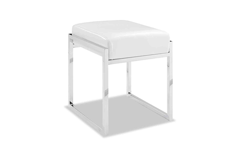 Ottoman white faux leather stainless steel base by Whiteline 