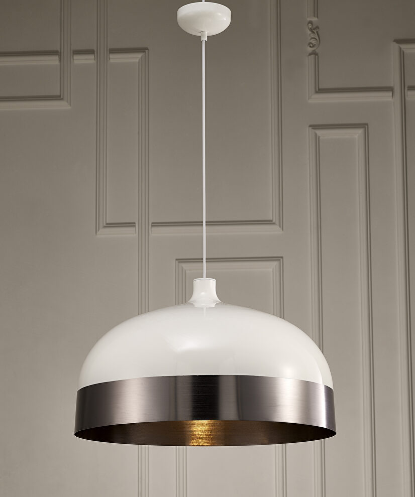 Pendant lamp, silver and white aluminium by Whiteline 