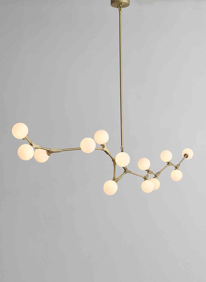 Pendant lamp gold iron and white glass by Whiteline 