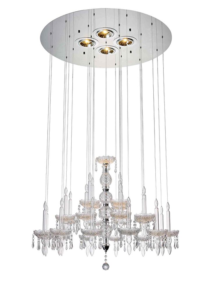 Pendant lamp large clear glass and crystal by Whiteline 