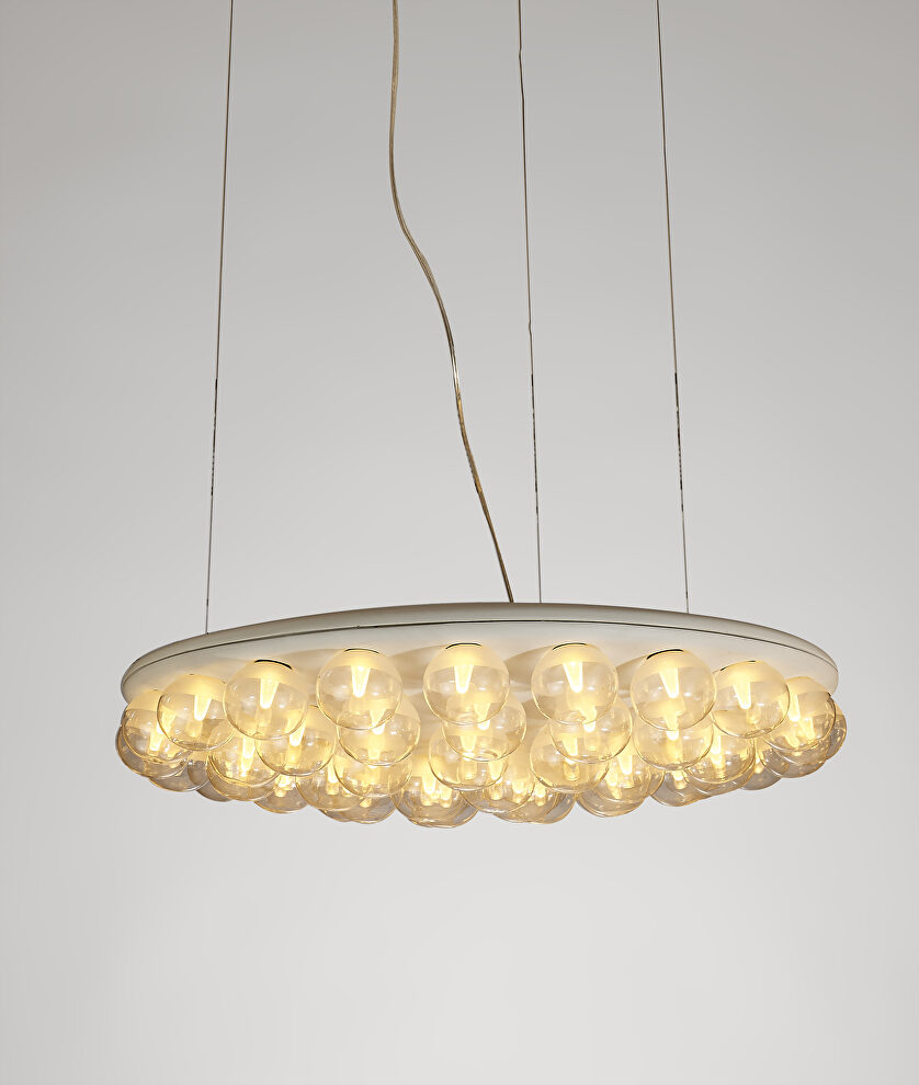 Pendant lamp in white metal and glass bulbs by Whiteline 