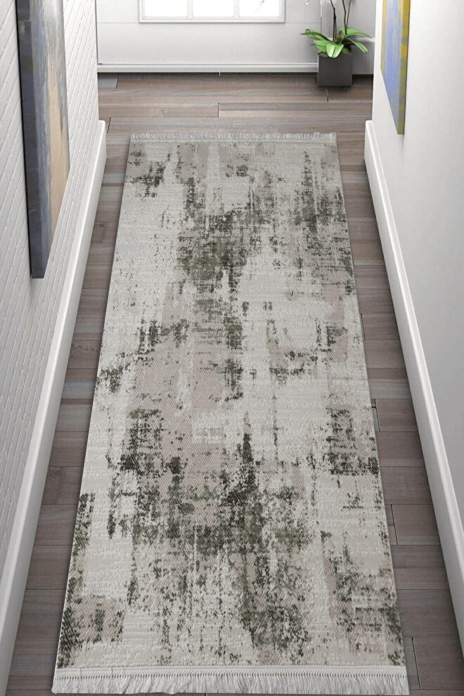 Modern style decorative acrylic rug in beige/ green by Whiteline 