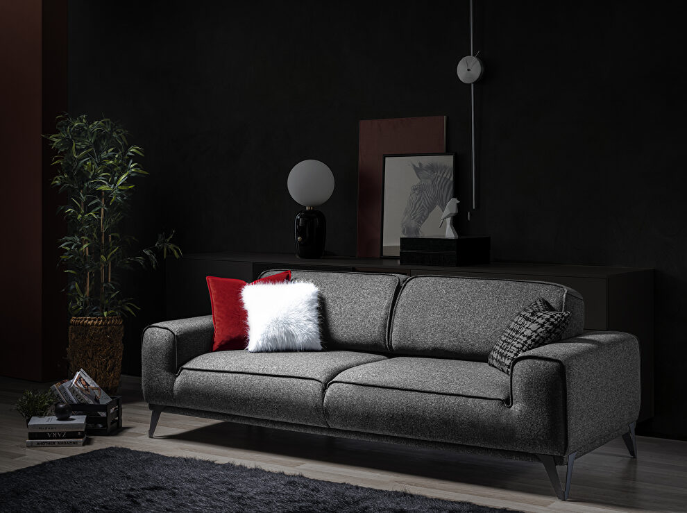 Dark gray linen fabric upholstery sofa bed by Whiteline 