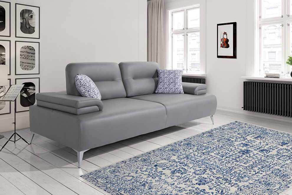 Light gray nubuck leather upholstery sofa by Whiteline 