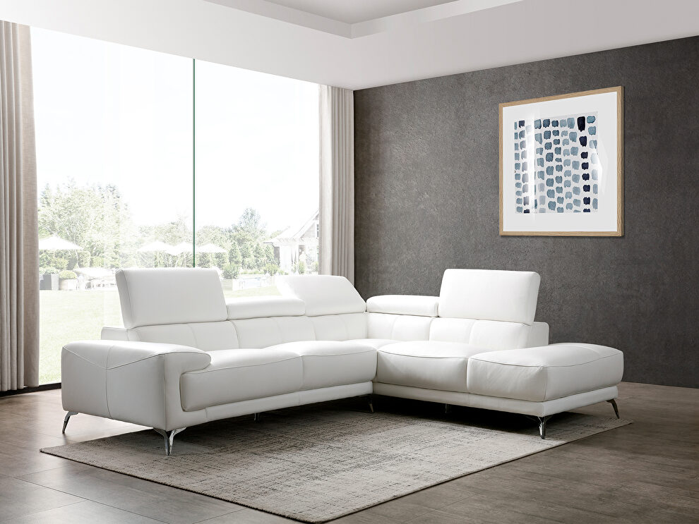 Sectional white top grain Italian leather by Whiteline 