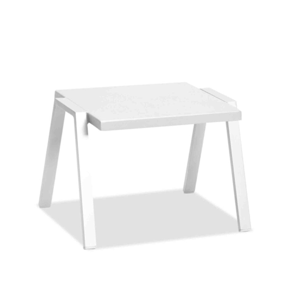 Indoor/outdoor side table aluminium powdercoating finish matte white by Whiteline 