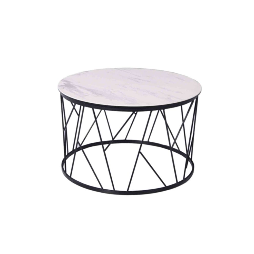 Side table glass and white ceramic top by Whiteline 