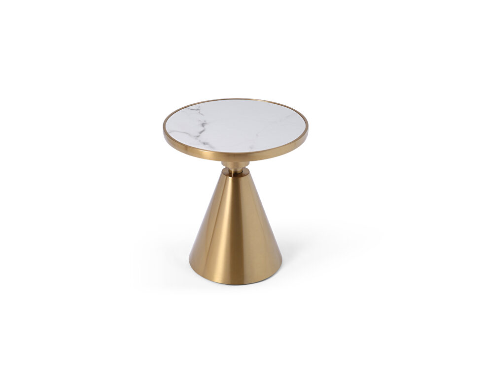 White marble top with gold frame side table by Whiteline 
