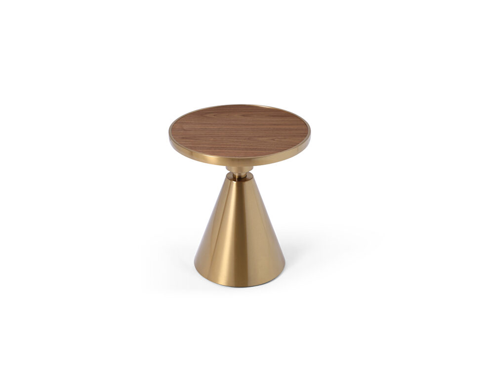 Walnut veneer top with gold  frame side table by Whiteline 