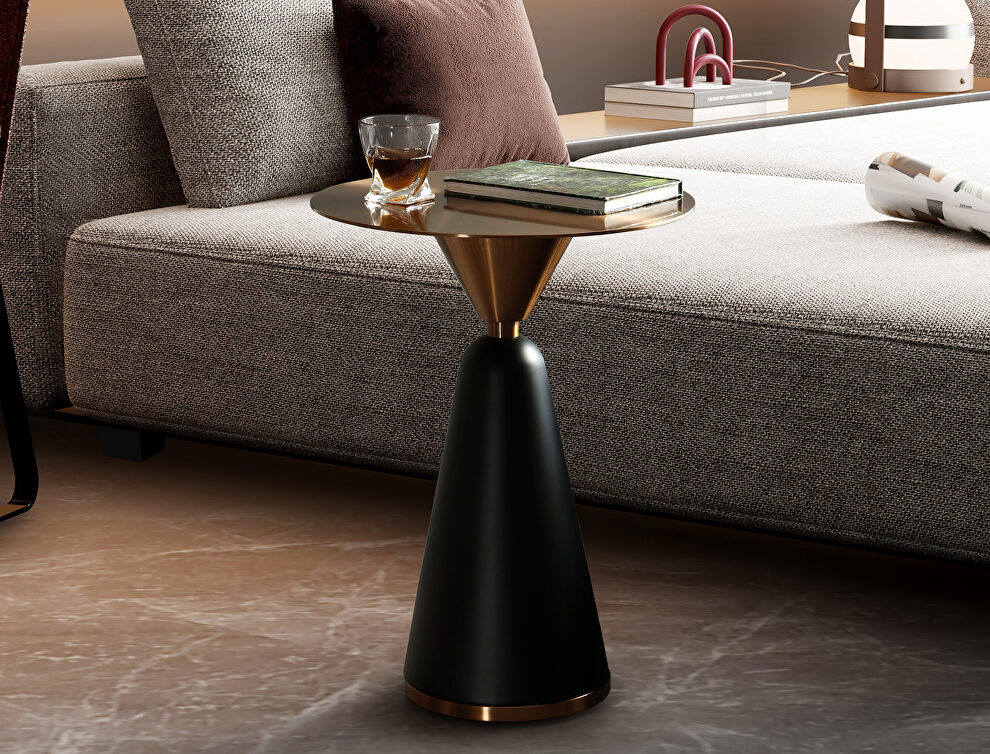 Brushed stainless-top in brass color side table by Whiteline 