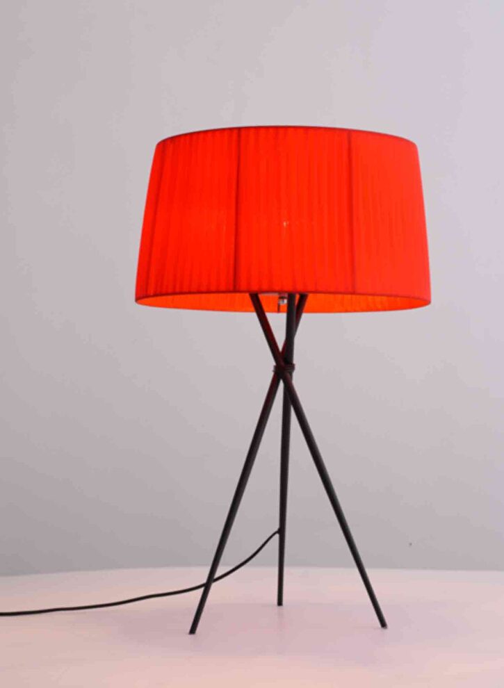 Table lamp red carbon steel base and fabric shade by Whiteline 