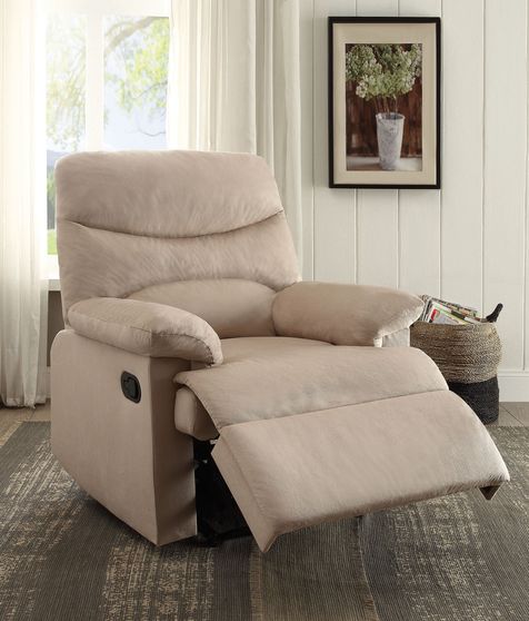 Beige woven fabric recliner chair