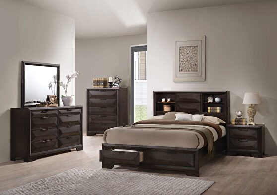 Espresso eastern king bed w/storage