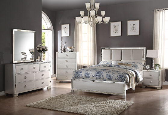 Platinum pu & platinum eastern king bed (padded hb)