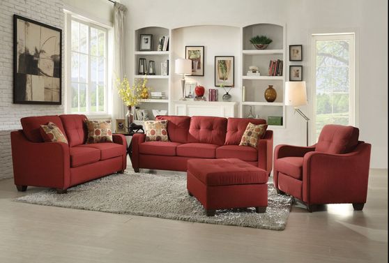 Casual style red linen fabric sofa