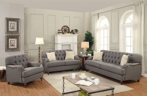 Contemporary cozy sofa in gray fabric