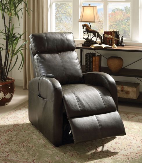 Dark gray pu leather power recliner chair