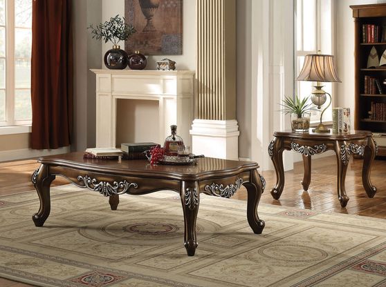 Antique oak finish traditional style coffee table