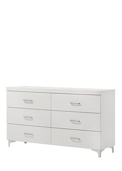 White finish and chrome metal legs dresser