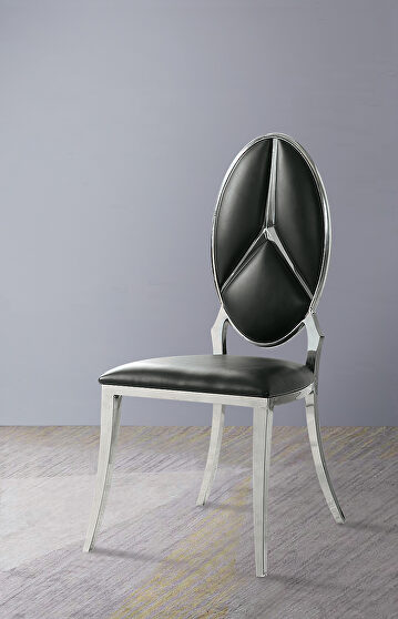 Black pu upholstery/ shiny stainless-steel frame dining chair