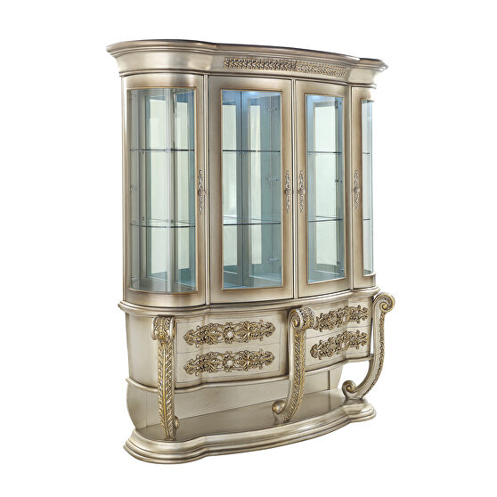 Champagne & gold finish curio w/ touch light