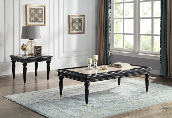 ACME Furniture＿TROY COFFEE TABLE ACME Picardy Square Wooden Coffee Table with Bottom Shelf in