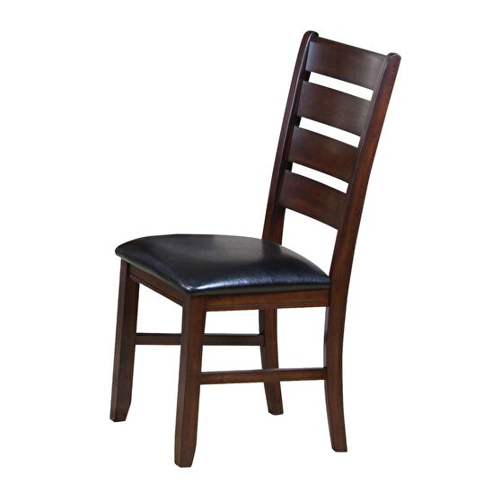 Black pu & cherry side chair