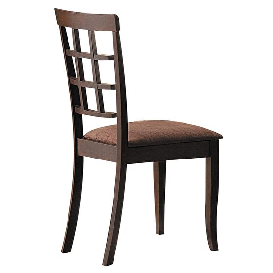 Dark brown microfiber & espresso finish side chair