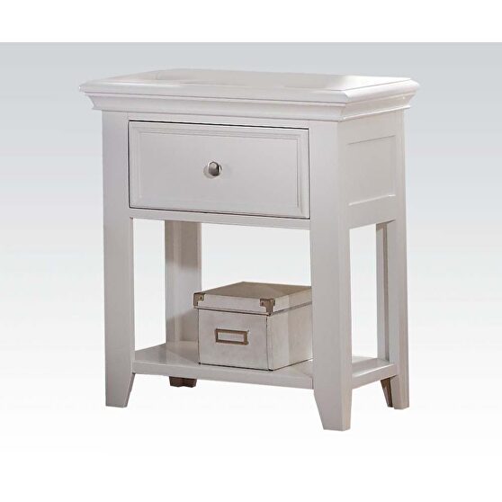 White nightstand / accent table w/ 1 drawer