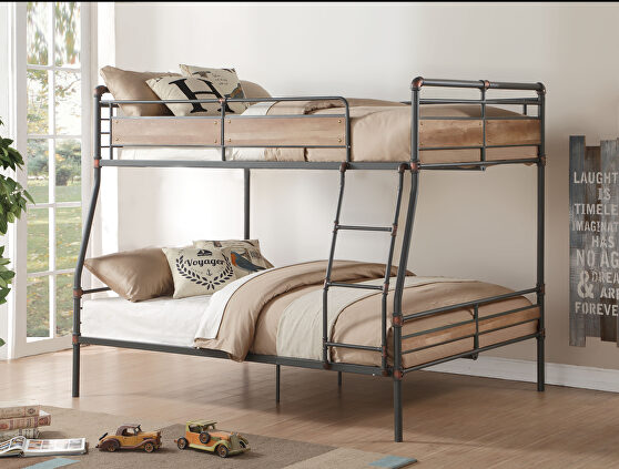 Sandy black & dark bronze hand-brushed full xl/queen bunk bed